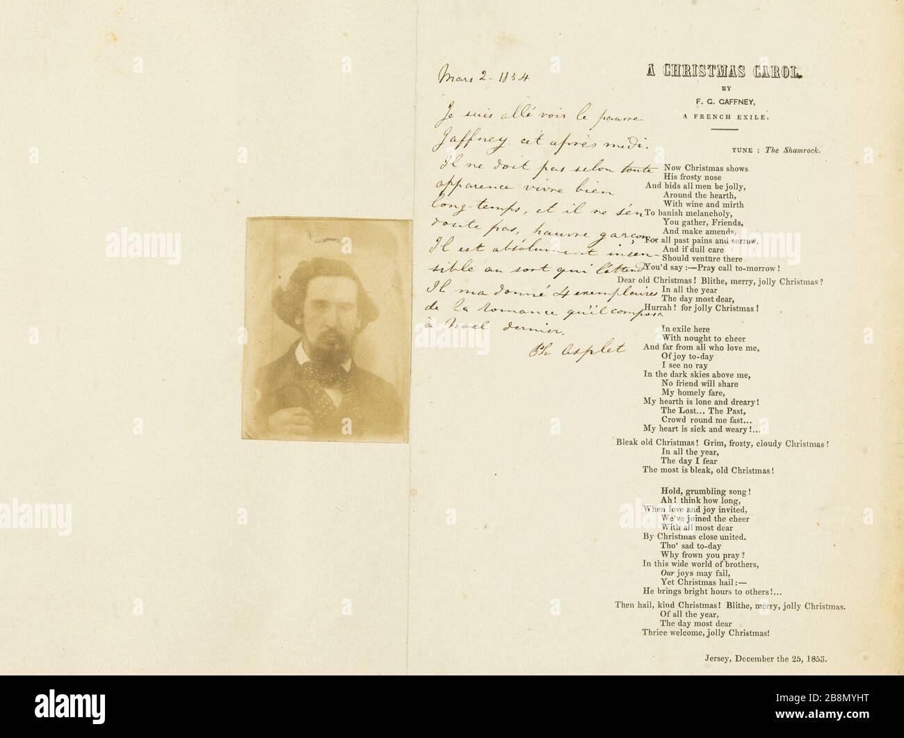 Album Asplet, folio 6, poème 'A Christmas Carol Georges Gaffney. Album Asplet, folio 6. 'Poème A Christmas Carol'. Cartapesta, 25 décembre 1853. Parigi, Maison de Victor Hugo. Foto Stock