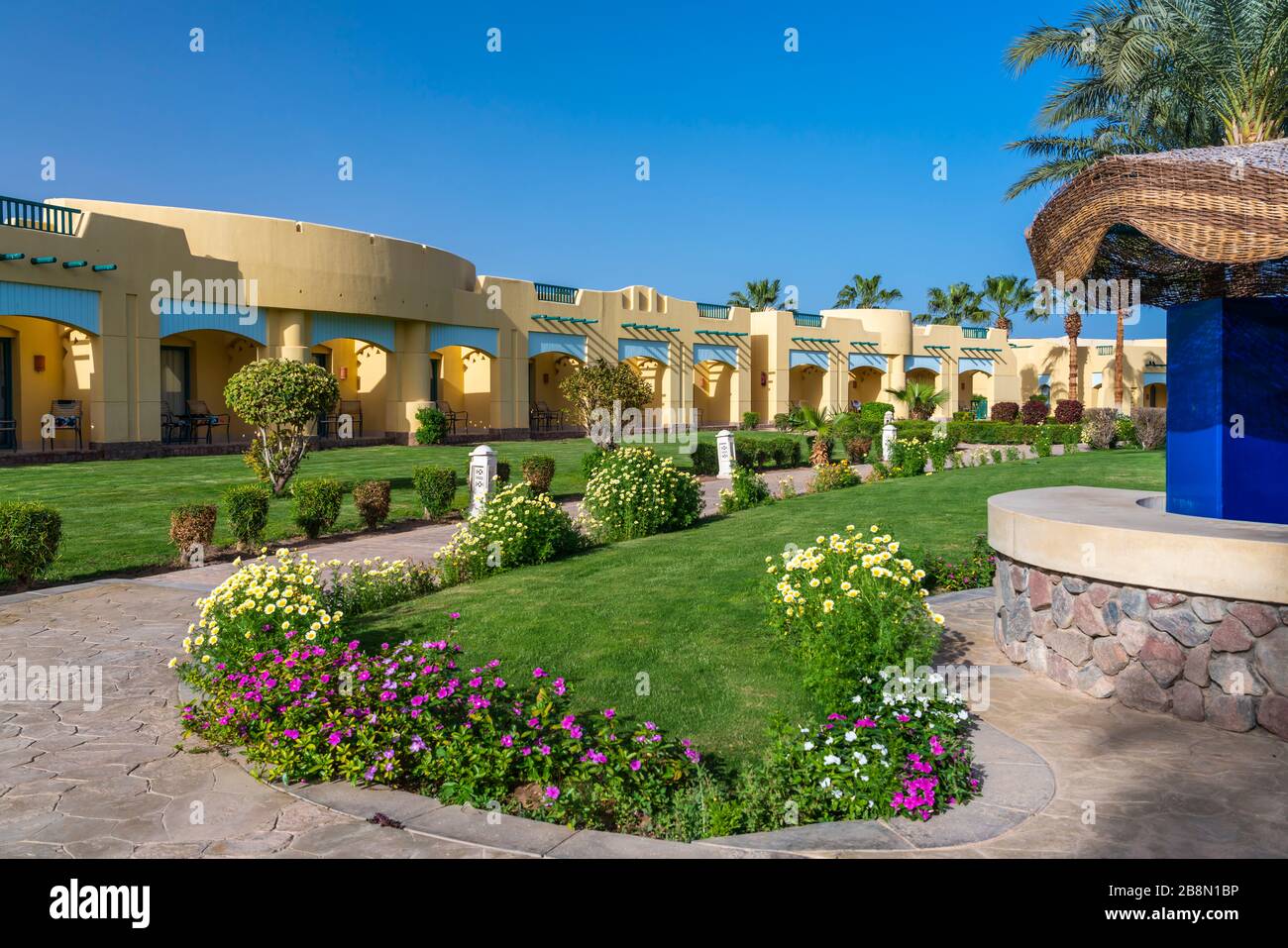 Il Bayview Taba Heights Resort lungo il Mar Rosso, Egitto, Medio Oriente. Foto Stock