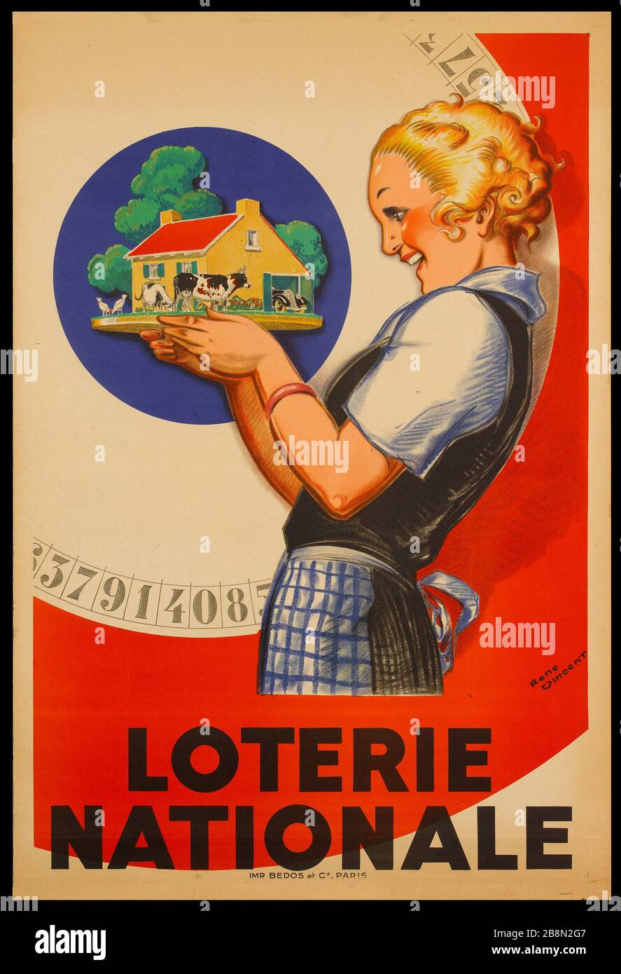 LOTTERIA NAZIONALE René Vincent (1879-1936). Affari pubblici.'Loterie nationale'. Lithographie couleur. 1934. Parigi, musée Carnavalet . Foto Stock