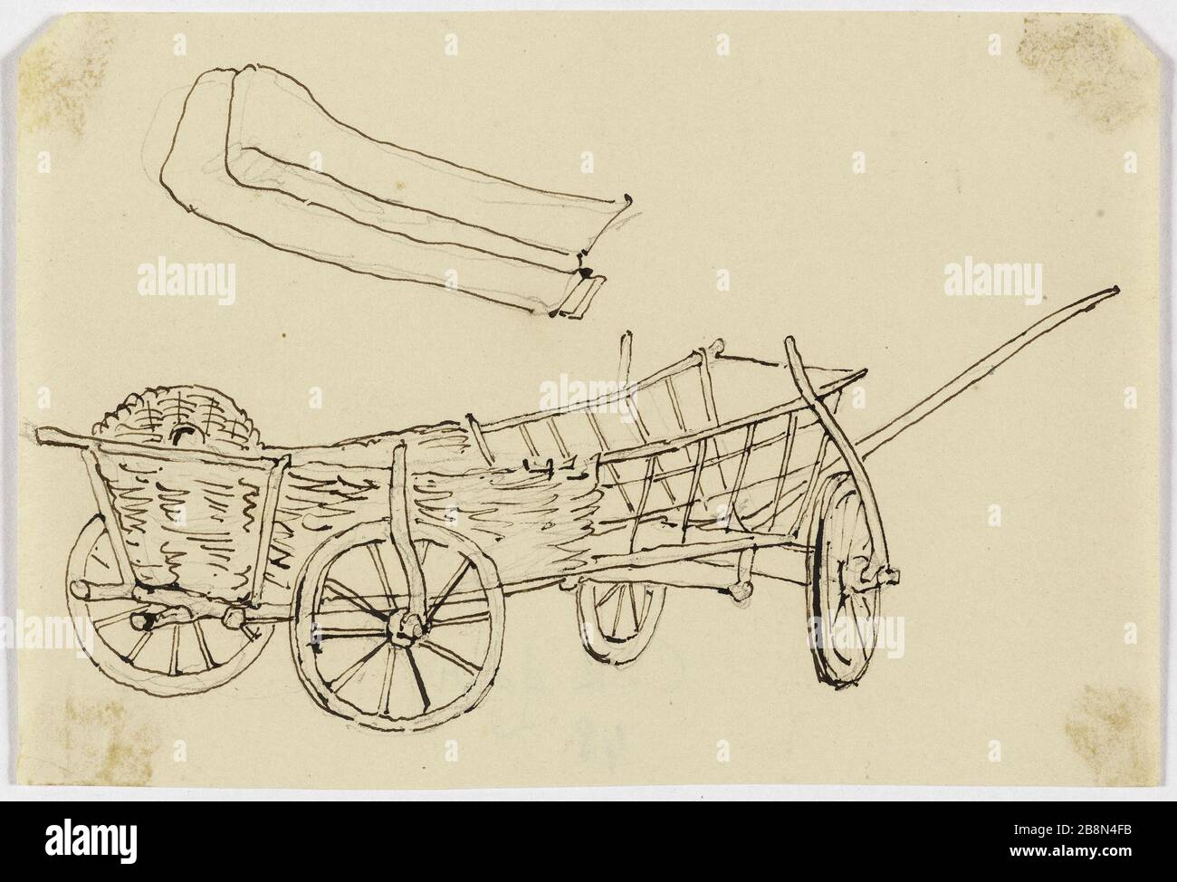 Studiare il carro René Marjolin (1812-1895). Etude de charette. Crayon grafite, plume et encre brune. Parigi, musée de la vie romanticique. Foto Stock