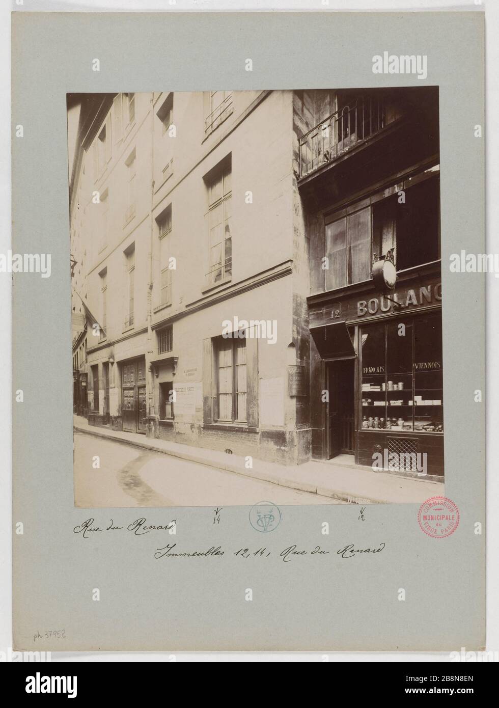 Edifici, 12 e 14 rue du Renard. Parigi (quarto anno) Immeubles, 12 e 14 rue du Renard. Parigi (IVème arr.), 1898. Union Photographique Française. Parigi, musée Carnavalet. Foto Stock