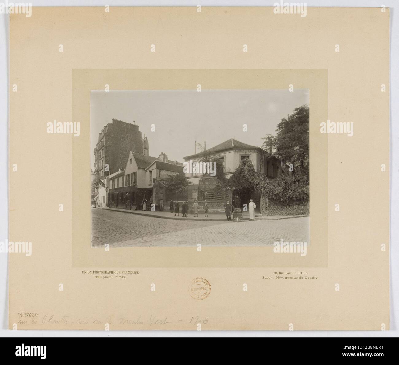 PLANT STREET, ANGOLO DEL MOULIN VERDE, 14 ° DISTRETTO, PARIGI Rue des plantes, Coin de rue du Moulin-Vert. Parigi (XIVème arr.). 1906. Photographie de l'Union Photographique Française. Parigi, musée Carnavalet. Foto Stock