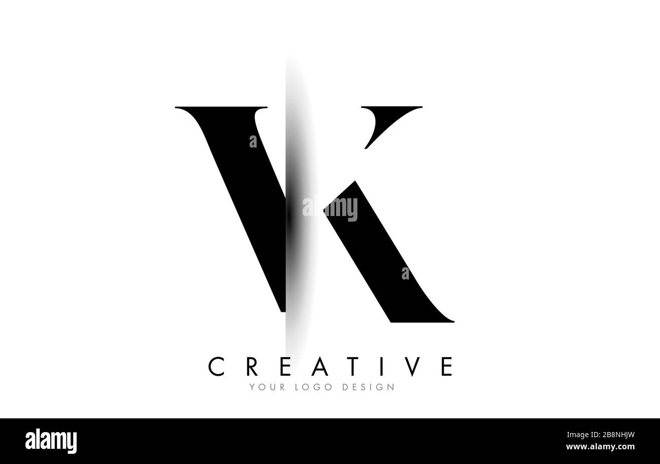 VK V K Letter Logo Design con disegno grafico vettoriale Creative Shadow Cut. Illustrazione Vettoriale
