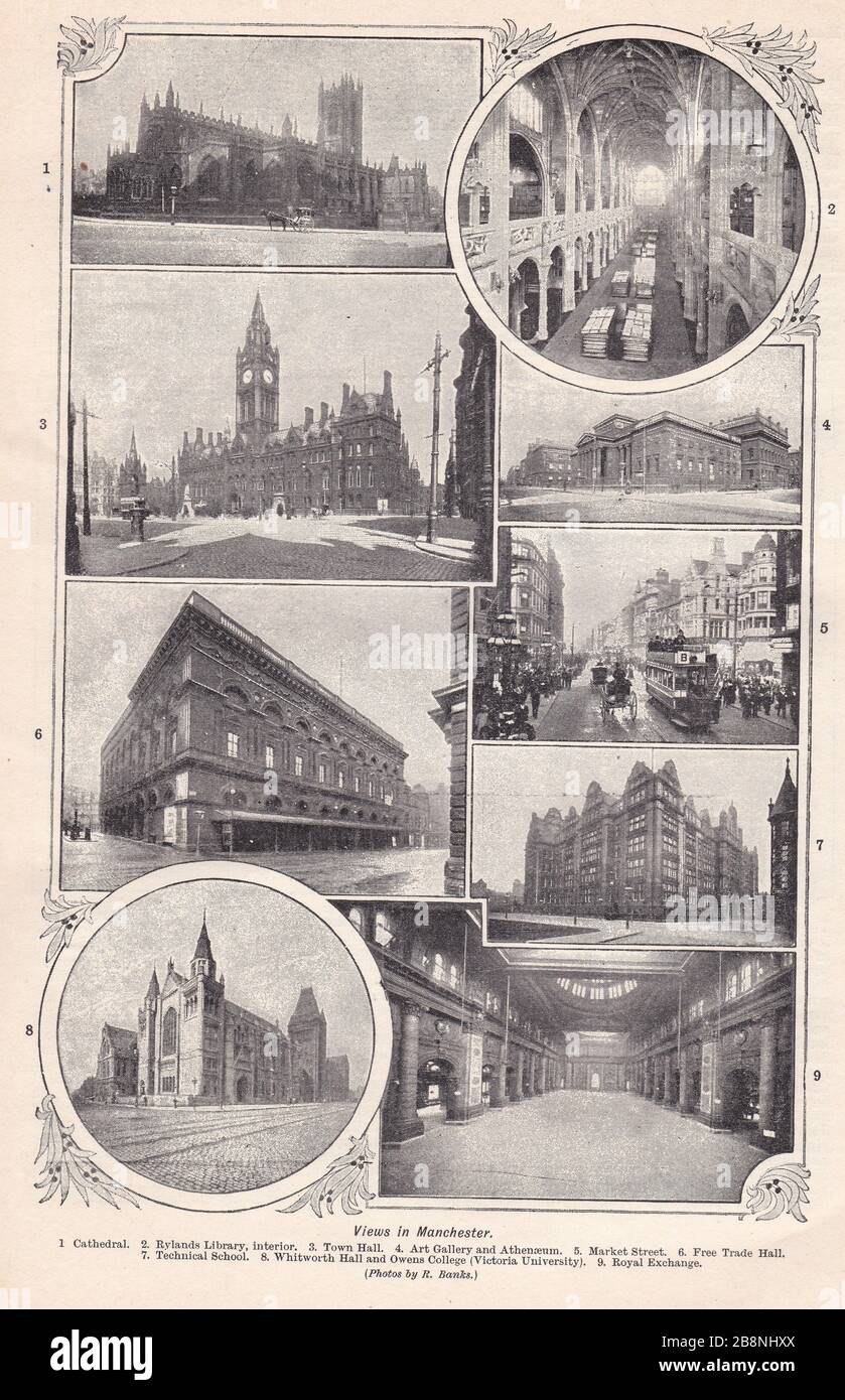 Foto vintage in bianco e nero delle viste a Manchester 1930. Foto Stock