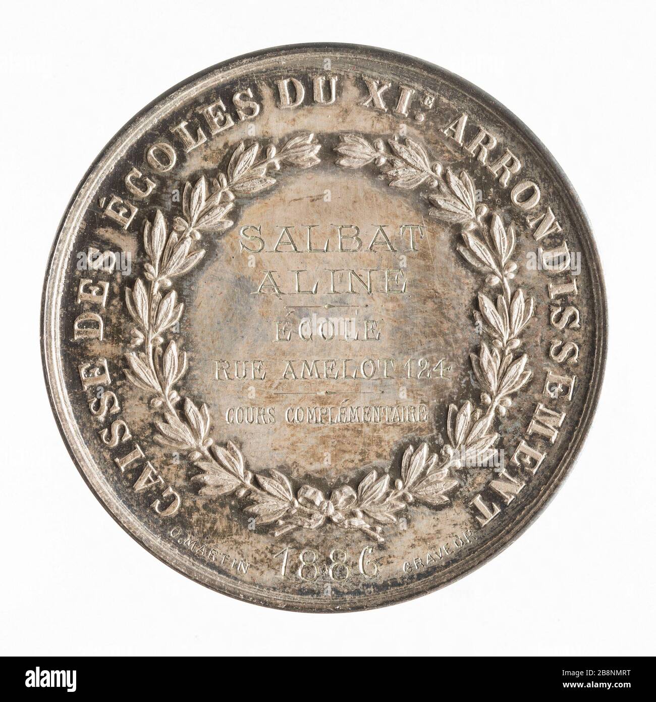 Scuole di fondo undicesimo arrondissement di Parigi 1886 Martin, O. 'Caisse des écoles du Xie circondario de Paris, 1886'. Argent. 1886-1886. Parigi, musée Carnavalet. Foto Stock