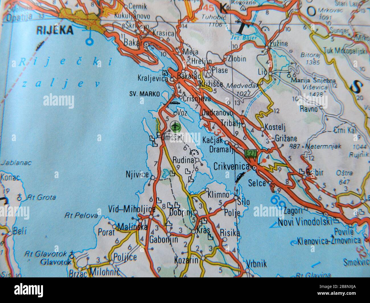 Questo è il modo in cui è stato quando si viaggia con una mappa senza l'autonavigazione. Mappa del Golfo di Rijeka. Foto Stock