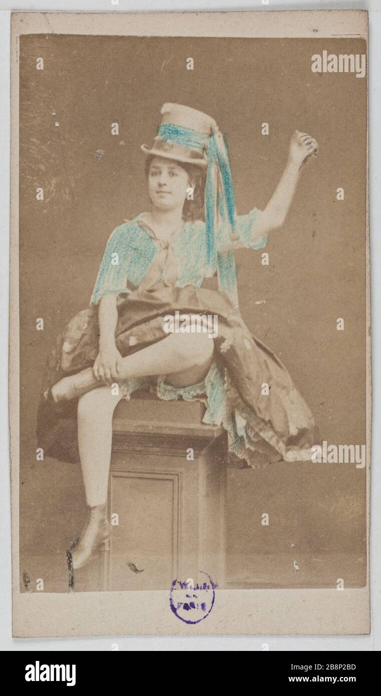 Ritratto dei nipoti di Ortense, attrice teatrale tra il 1865 e il 1876. Anonyme. Portrait d'Hortense Neveux, attrice de théâtre entre 1865 et 1876. Carte de visite (recto). Tirage sur papier albuminé. 1860-1890. Parigi, musée Carnavalet. Foto Stock
