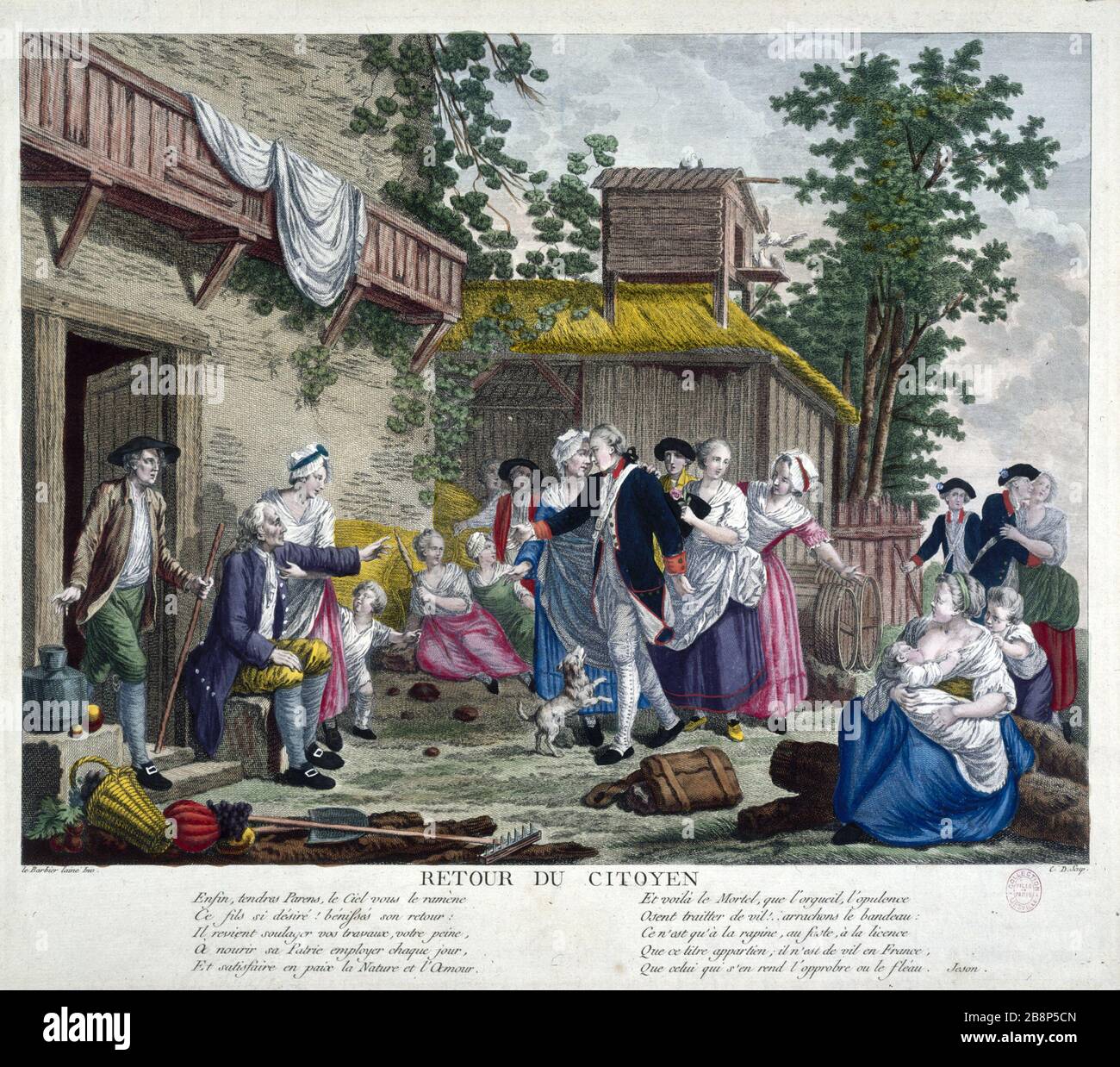 RITORNO DEI CITTADINI Jean-Jacques-François le Barbier (1738-1826). 'Retour du citoyen'. Estampe. Parigi, musée Carnavalet. Foto Stock