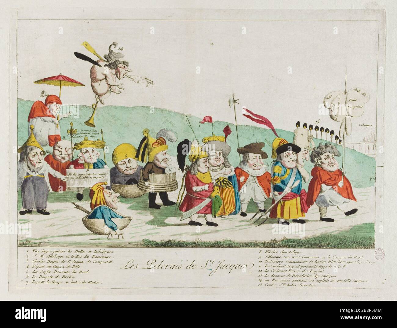 I pellegrini di San Giacomo 'Les Pèlerins de Saint Jacques (1791)'. Eau-forte coloriée. Parigi, musée Carnavalet. Foto Stock