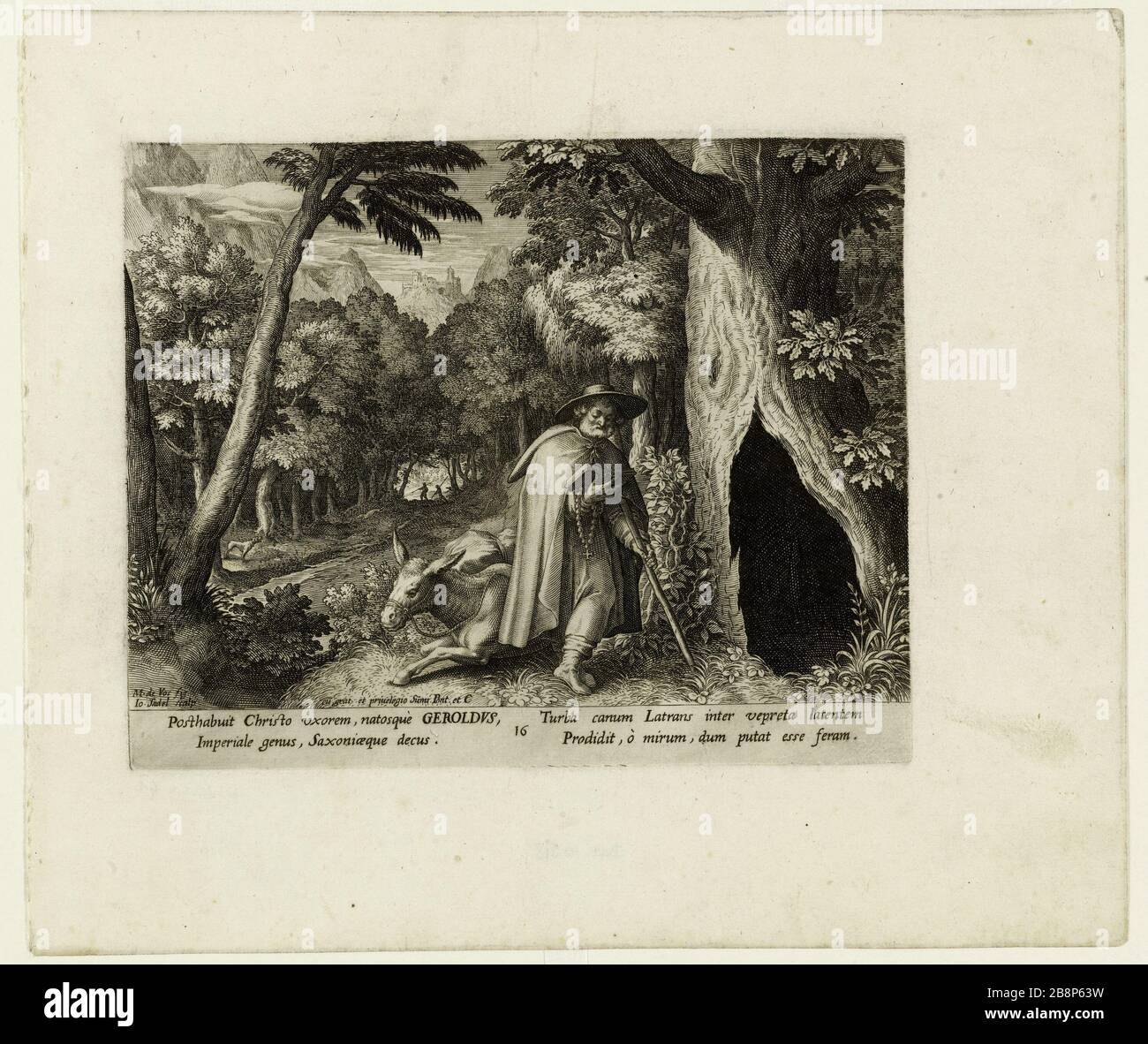 Geroldus dopo Martin de Vos Jan Sadeler (1550-1600). Geroldus d'après Martin de Vos. Burin, siècle XVIIe. Musée des Beaux-Arts de la Ville de Paris, Petit Palais. Foto Stock