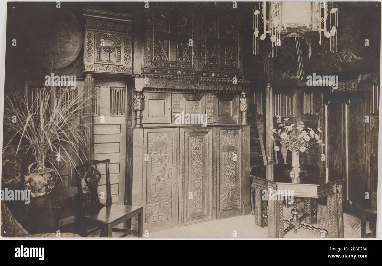 La sala da pranzo di Hauteville House 'la salle à manger de Hauteville House'. Anonima fotographie. Tirage sur papier albuminé. 1900-1920. Parigi, Maison de Victor Hugo. Foto Stock