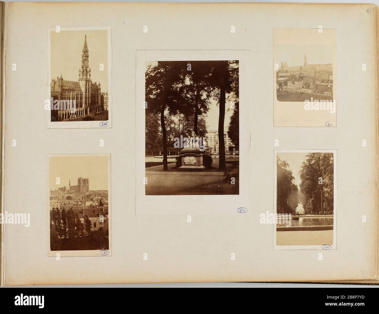 Cattedrale di Bruxelles, San Michele e Gudula 'Bruxelles, la cathédrale St Michel et Gudule'. Anonima fotographie. Tirage sur papier albuminé. 4e quart du 19e siècle. Parigi, Maison de Victor Hugo. Foto Stock