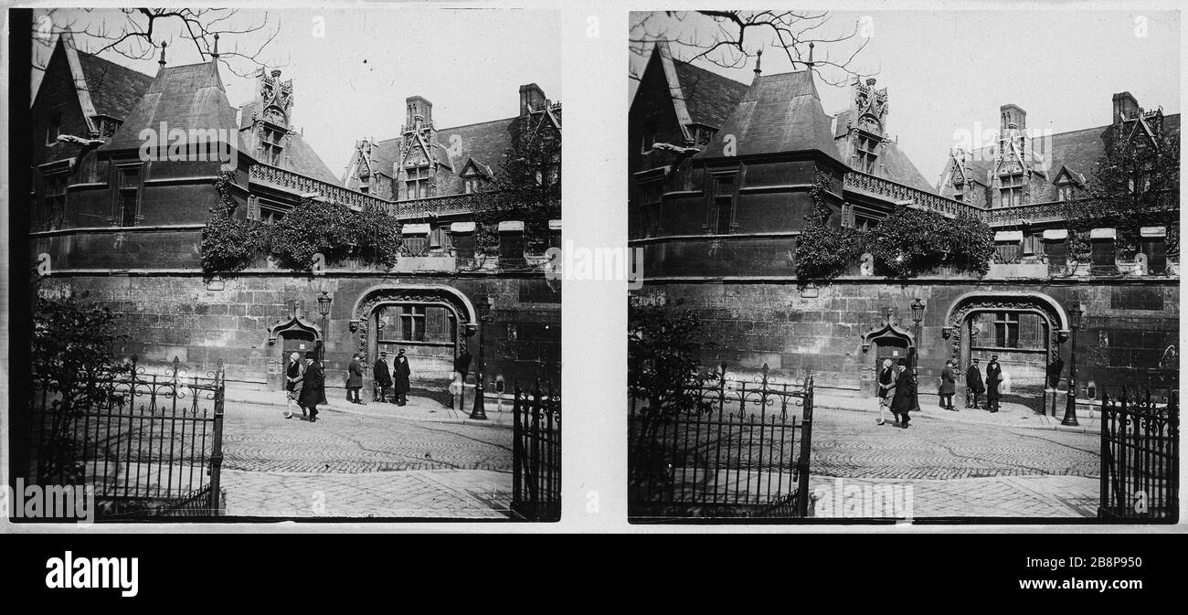 HOTEL CLUNY, 5° DISTRETTO, PARIGI Hôtel de Cluny, Parigi (Vème arr.). 1920-1930. Vue stéréoscopique. Parigi, musée Carnavalet. Foto Stock