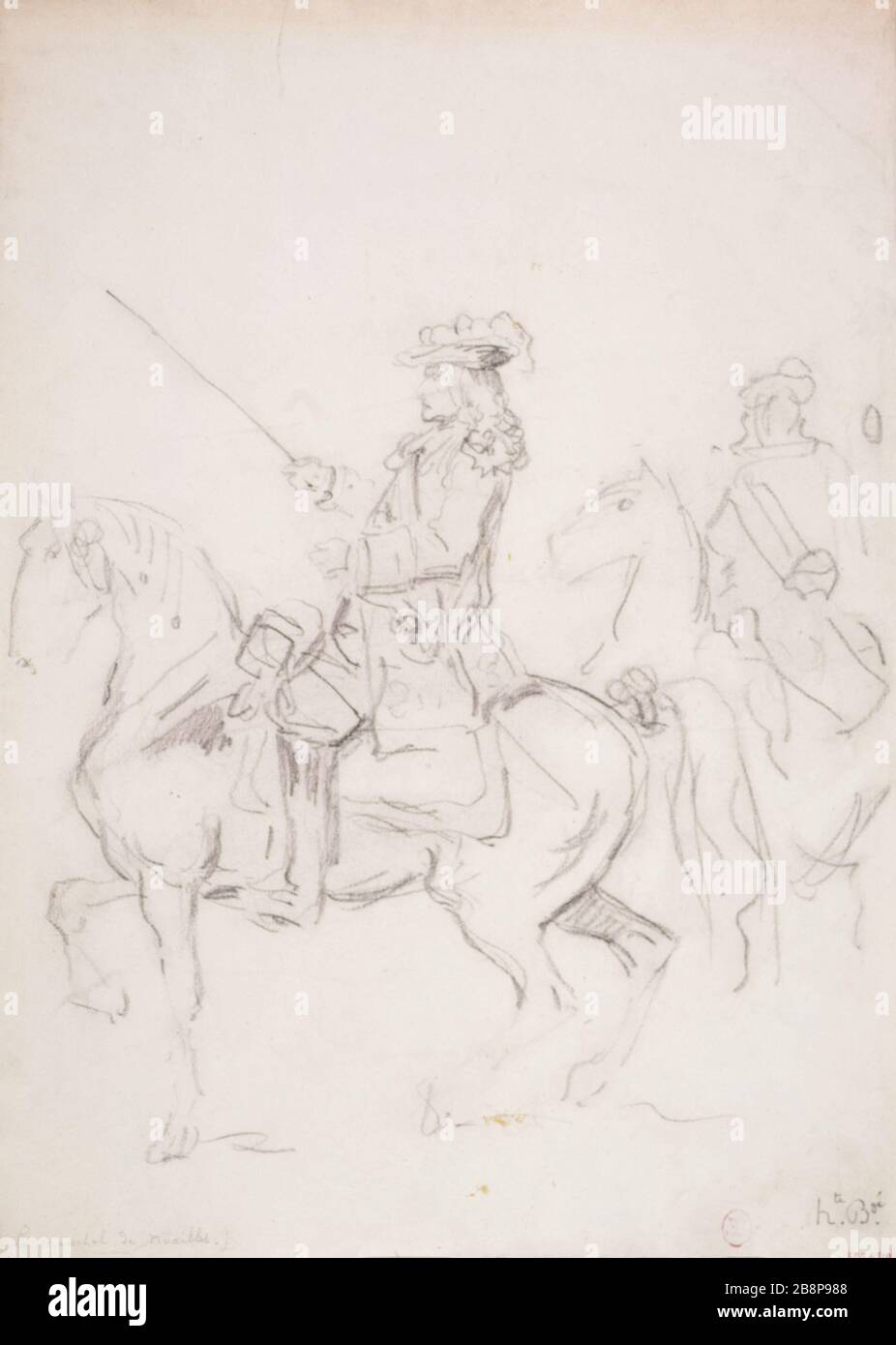 MARESCIALLO DEI NOAILLES Hippolyte Bellangé (1800-1866). "Le maréchal de Noailles". Dessin. Parigi, musée Carnavalet. Foto Stock