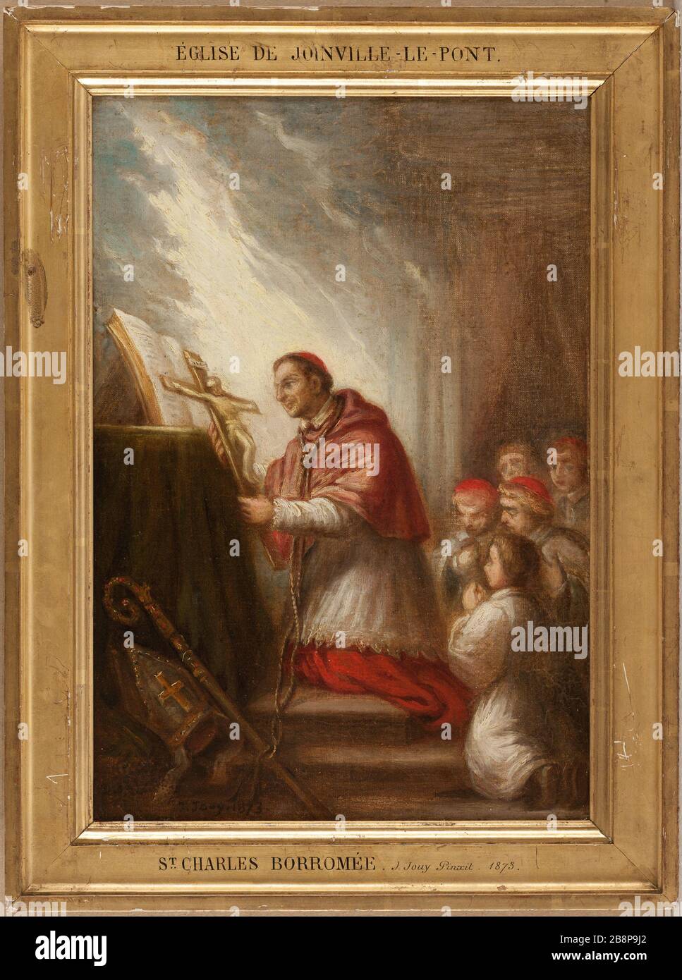 Schizzo per la chiesa di Joinville-le-Pont. St. Charles Borromeo Joseph-Nicolas Jouy (né it 1809). "Esquisse pour l'église de Joinville-le-Pont. Saint Charles Borromée''. Huile sur toile. 1873-1873. Musée des Beaux-Arts de la Ville de Paris, Petit Palais. Foto Stock