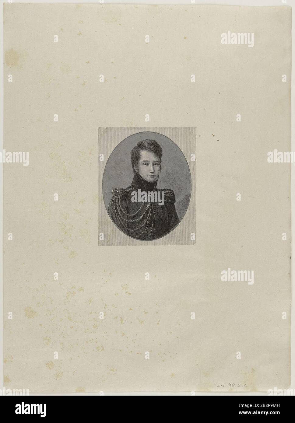 Servitù e grandezza militare. Ritratto di Alfred de Vigny. Alfred de Vigny (1797-1863), écrivains français, Louis Dunki, illustrateur et Clément Bellenger (1851-1898), graveur sur bois. Servitude et grandeur militaire. "Ritratto d'Alfred de Vigny (Loches 1797-Paris 1863), poète, drammaturge, romancier". Gravure sur bois. 1897-1898. Parigi, musée de la vie romanticique. Foto Stock