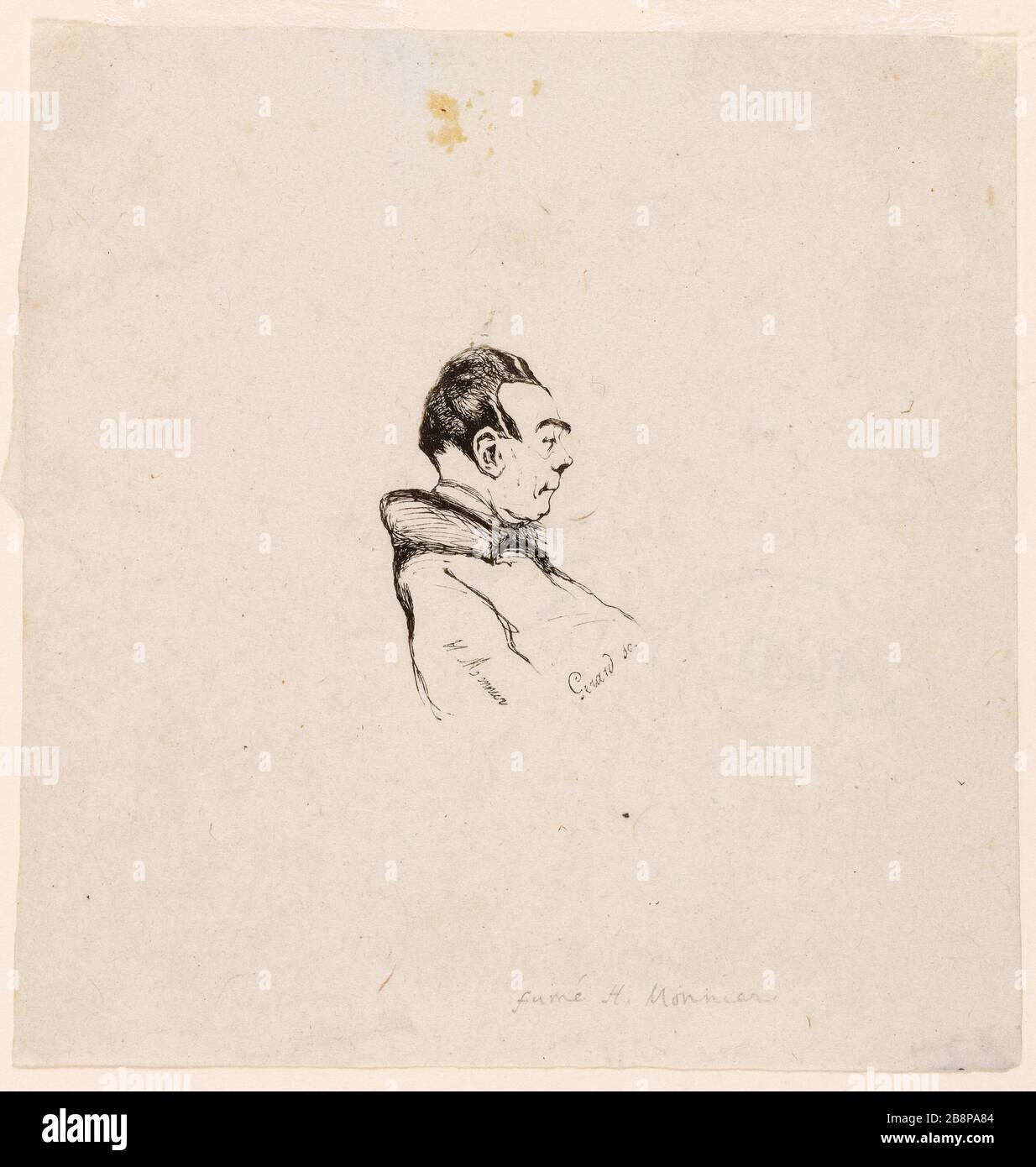 Presunto Ritratto di Honoré de Balzac Monnier, Henry Bonaventure (1799-1877). 'Portrait présumé d'Honoré de Balzac'. Balzac, Honoré de (1799-1850). Gravure. 1846. Parigi, Maison de Balzac. Foto Stock