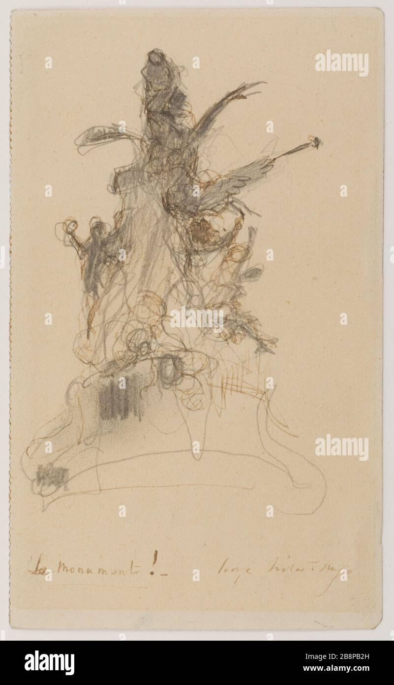 Il monumento Georges Hugo (1868-1925). Le Monument. Mine de plomb. Parigi, Maison de Victor Hugo. Foto Stock