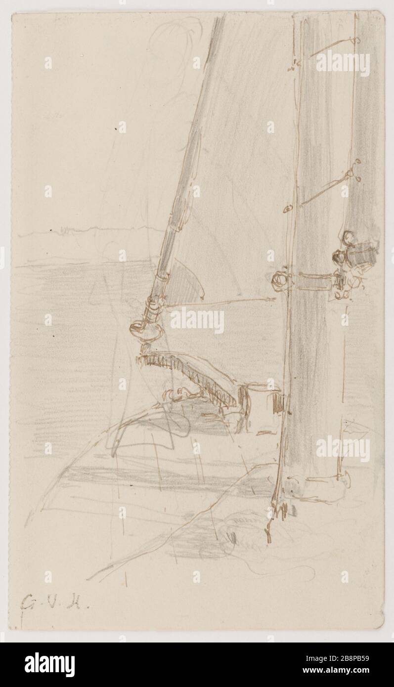 Barca a vela Georges Hugo (1868-1925). Bâteau à voile. Crayon de grafite et encre. Parigi, Maison de Victor Hugo. Foto Stock