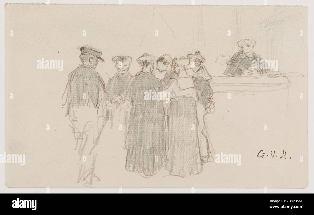 Gruppo di sei persone Georges Hugo (1868-1925). Groupe de Six personnes. Crayon de grafite et encre. Parigi, Maison de Victor Hugo. Foto Stock