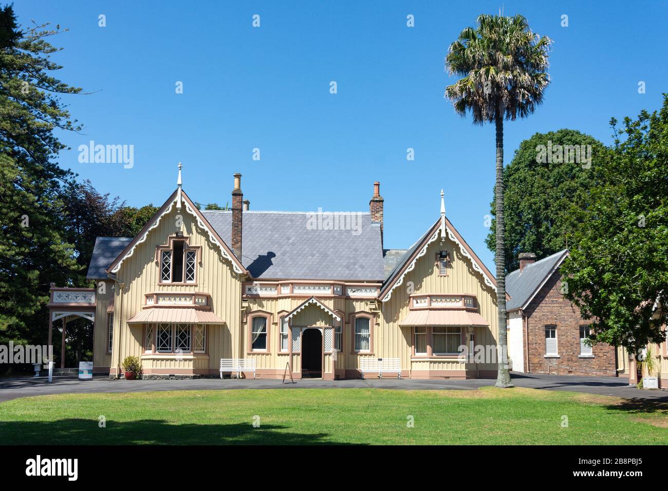 Highwic Historic House (Pouhere Taonga) e giardini, Gillies Avenue, Epsom, Auckland, Nuova Zelanda Foto Stock