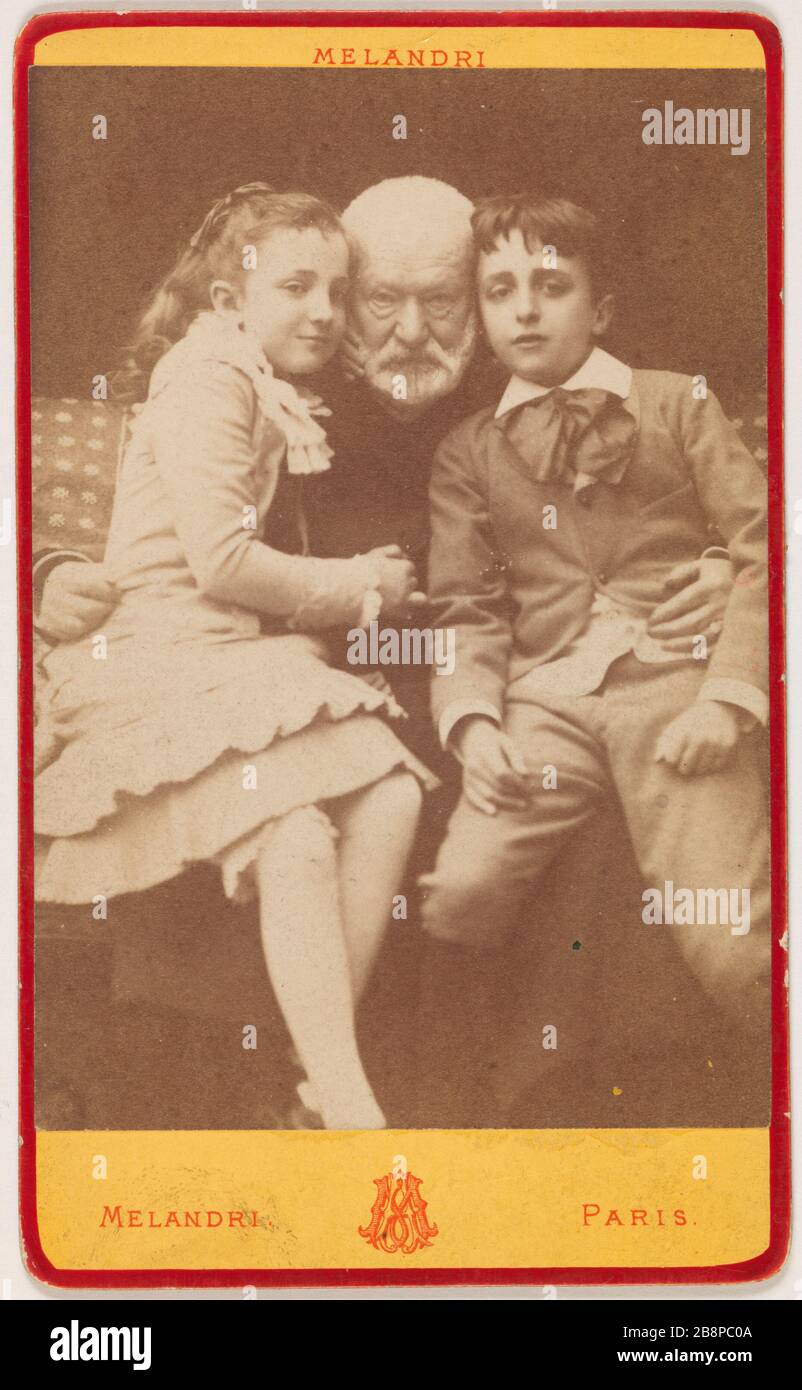 Victor Hugo Georges e Jeanne Melandri, Achille. 'Victor Hugo avec Georges et Jeanne'. Tirage sur papier albuminé. 1881-1881. Parigi, Maison de Victor Hugo. Foto Stock