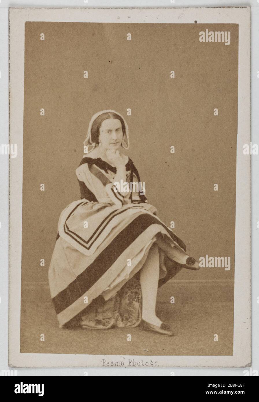 Ritratto di Mademoiselle Pascali, attrice teatrale. Paul Emile Pesme. Ritratto di Mademoiselle Pascali, attrice de théâtre. Carte de visite (recto). Tirage sur papier albuminé. 1860-1890. Parigi, musée Carnavalet. Foto Stock