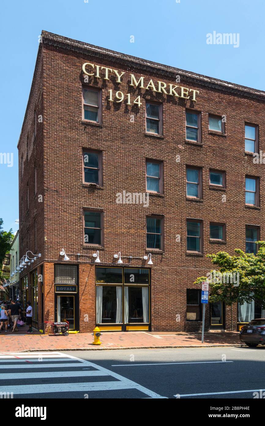 City Market Downtown shopping District in Raleigh una città nel North Carolina del Nord NC e attuale capitale dello stato capitol statehouse Foto Stock
