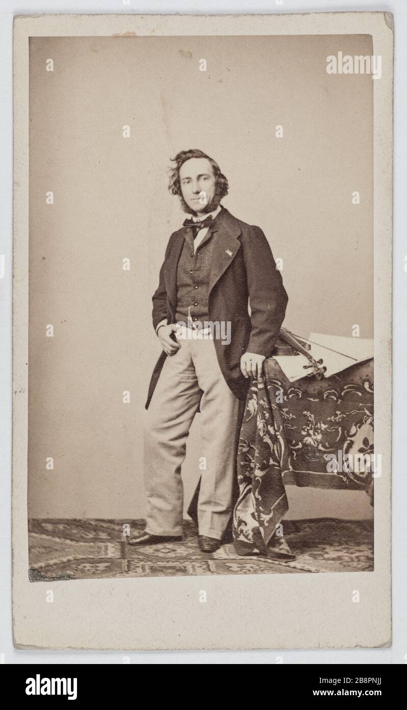 Ritratto di Camillo Sivori (1815-1894), violinista e compositore. Emile Desmaisons. Portrait de Camillo Sivori (1815-1894), violoniste et compositeur. Carte de visite (recto). Tirage sur papier albuminé, 1860-1890. Parigi, musée Carnavalet. Foto Stock