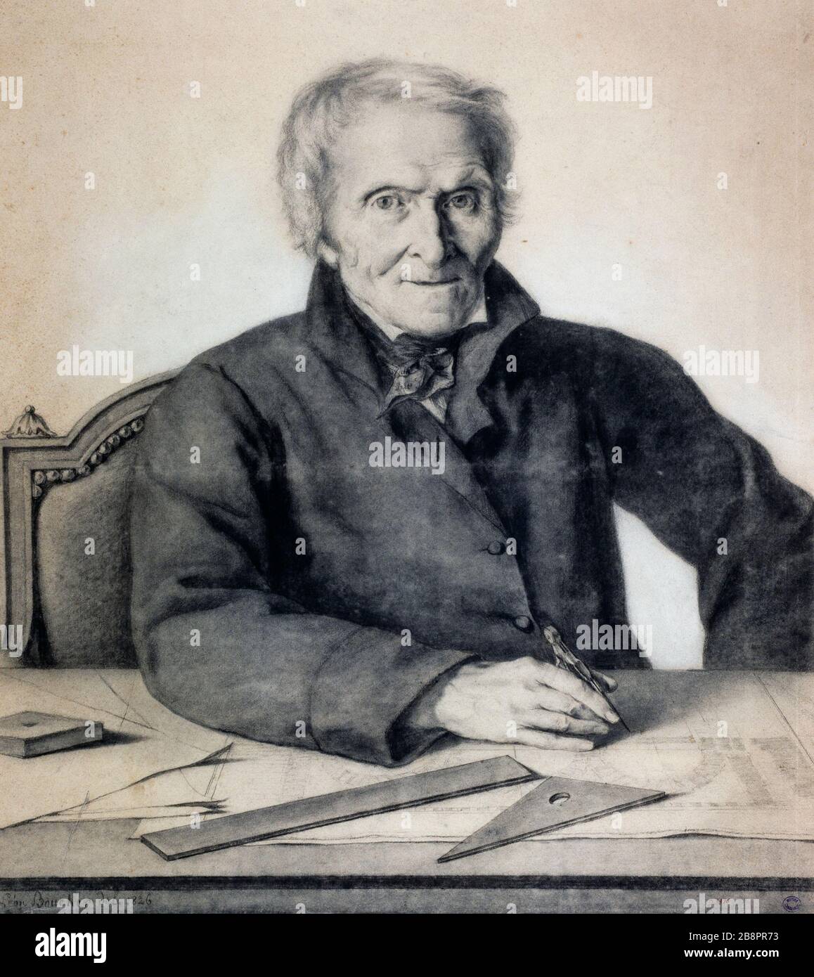 Ritratto dell'architetto Antoine-François Peyre (1739-1823) Léon Boucher. Portrait de l'architecte Antoine-François Peyre (1739-1823). Pierre noire sur papier cartonné gris, 1826. Parigi, musée Carnavalet. Foto Stock Ritratto dell'architetto Antoine-François Peyre (1739-1823) Léon Boucher. Portrait de l'architecte Antoine-François Peyre (1739-1823). Pierre noire sur papier cartonné gris, 1826. Parigi, musée Carnavalet. Foto Stock