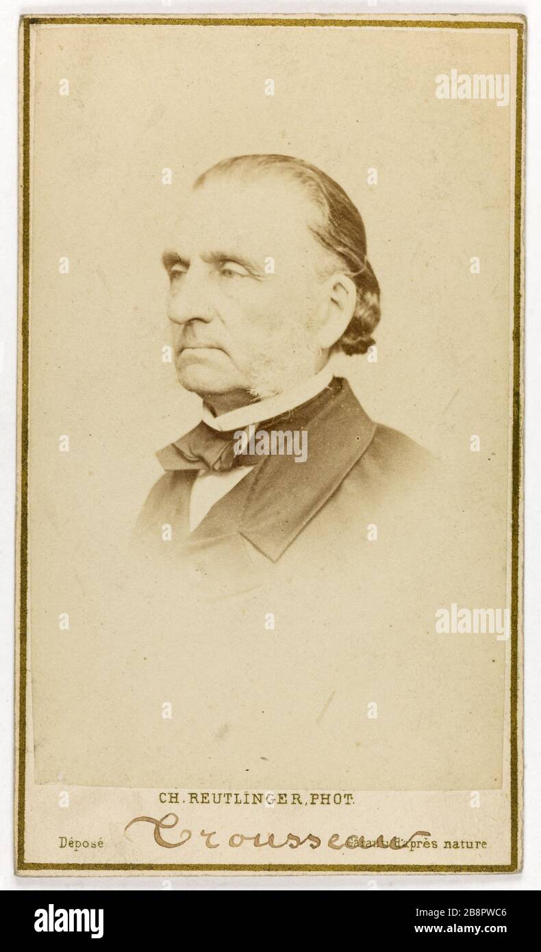 Ritratto di Armand Trousseau (1801-1867), medico, professore di medicina clinica presso l'Hôtel-Dieu, membro dell'Accademia di Medicina Ritratto d'Armand Trousseau (1801-1867), médecin, Professeur de clinique médicale à l'Hôtel-Dieu, membre de l'Académie de médecine. Carte de visite (recto). Photographie de Charles Reutlinger. Tirage sur papier albuminé, 1860-1867. Parigi, musée Carnavalet. Foto Stock