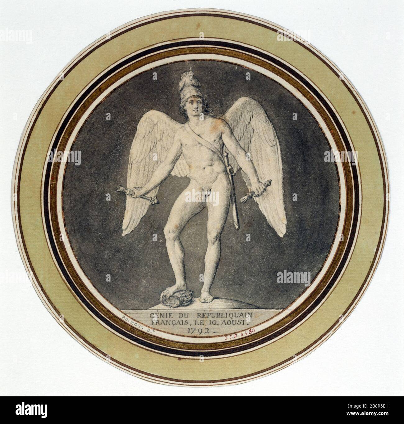 PROGETTO PER UNA MEDAGLIA: GENIO DEL REPUBBLICANO FRANCESE Louis-Simon Boizot (1743-1809). «Projet pour une médaille : génie du Républicain français ; 10 août 1792». Parigi, musée Carnavalet. Foto Stock