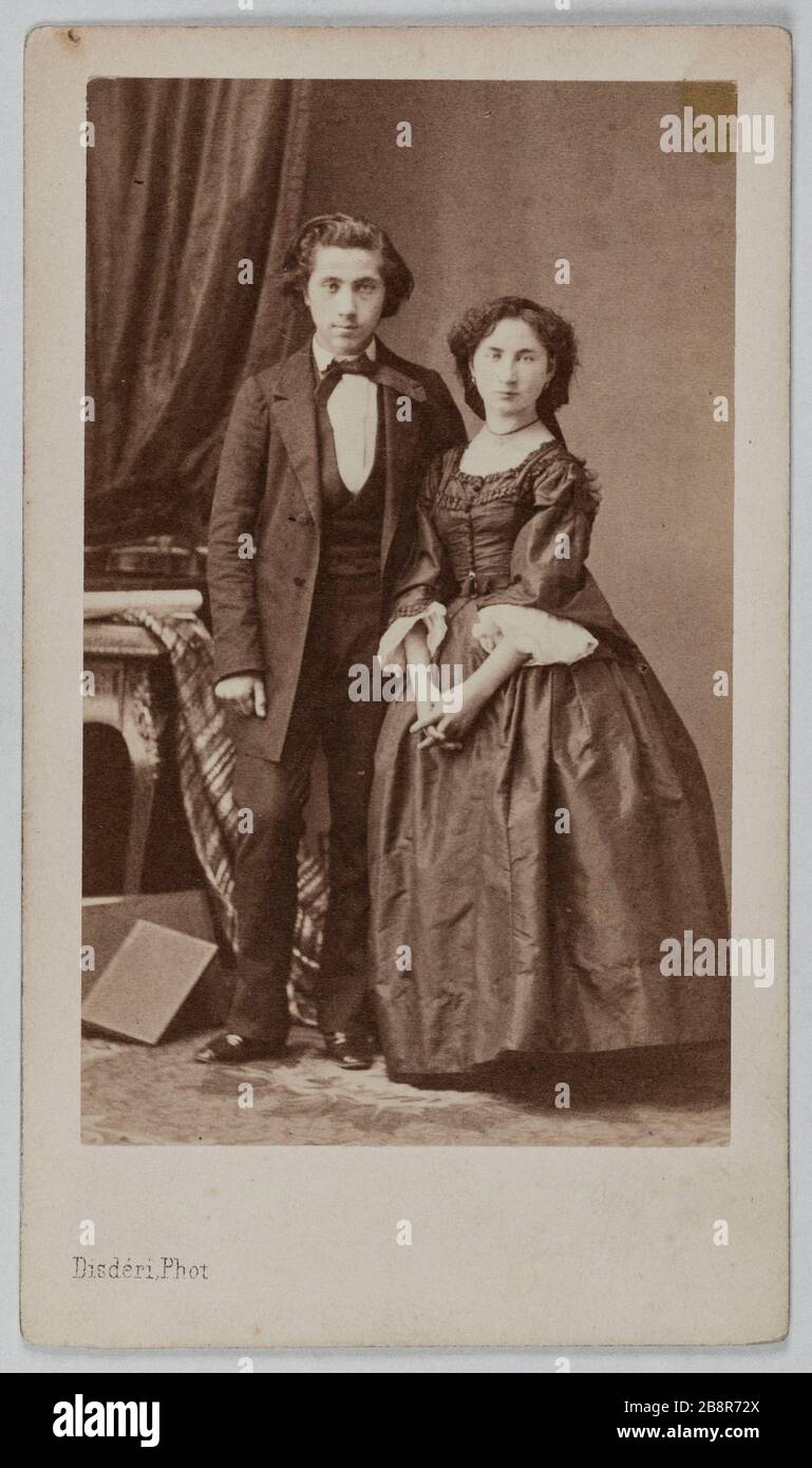 Ritratto di Ferni Teresa e Angelo (attori) Disdéri. Ritratto di Ferni Térésa et Angelo, (acteurs). Carte de visite (recto). Tirage sur papier albuminé. 1870-1890. Parigi, musée Carnavalet. Foto Stock