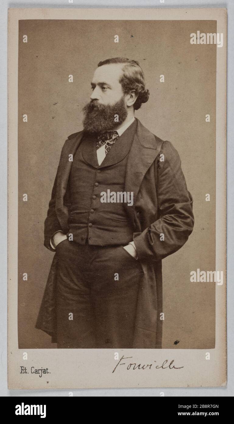 Ritratto di Arthur Fonvielle (1829-1914), (scrittore, polemista, sindaco dell'undicesimo, ventesimo, arr. Di Parigi) Ritratto d'Arthur de Fonvielle (1829-1914), écrivain, polémiste, Maire du Xie, XXe, arr. De Paris. Photographie de Carjat & Cie carte de visite (recto). Tirage sur papier albuminé. 1860-1890. Parigi, musée Carnavalet. Foto Stock