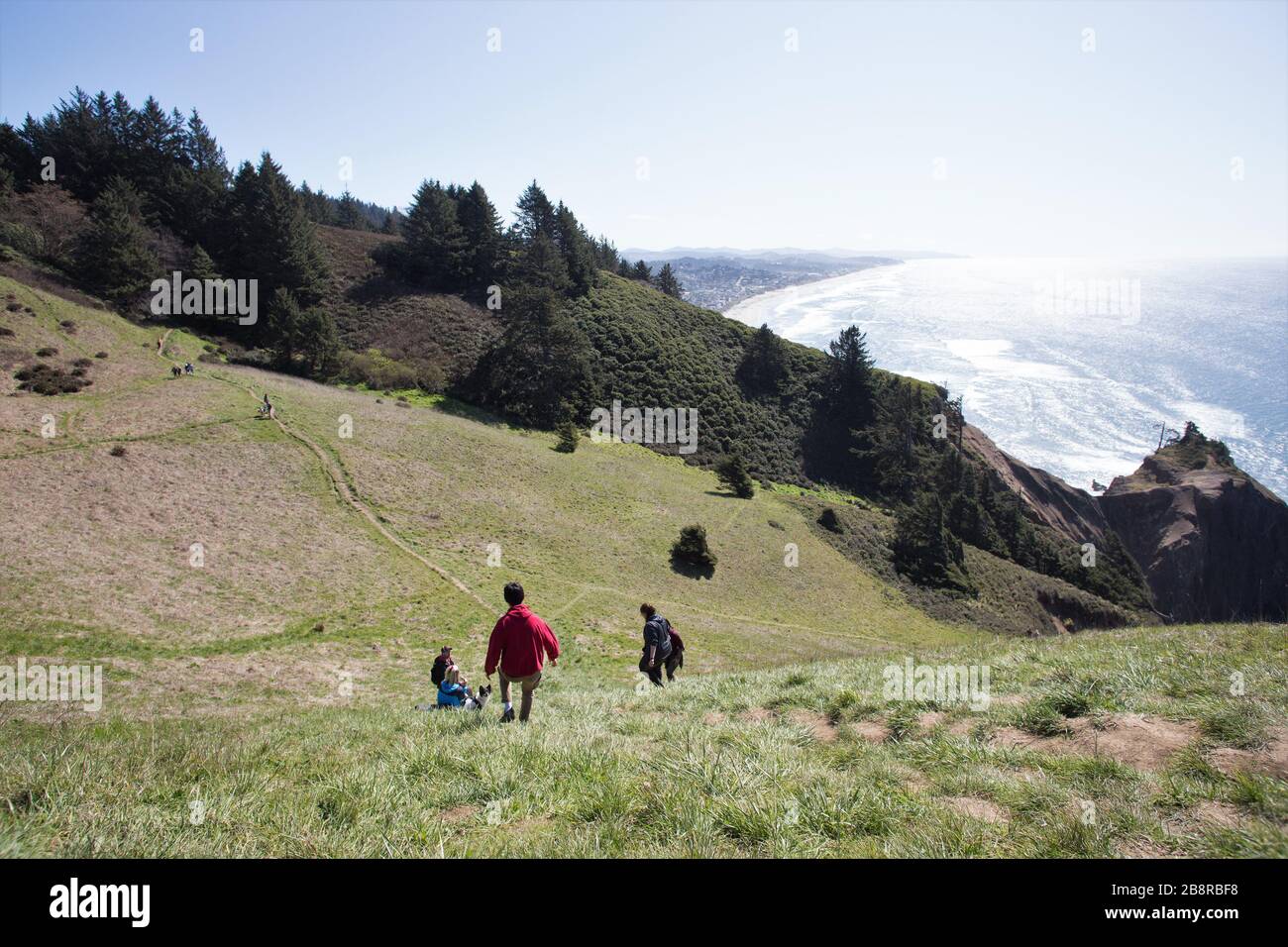 Vista dal Thumb di Dio, una spina vulcanica che è un popolare luogo di escursioni a Lincoln City, Oregon, Stati Uniti. Foto Stock