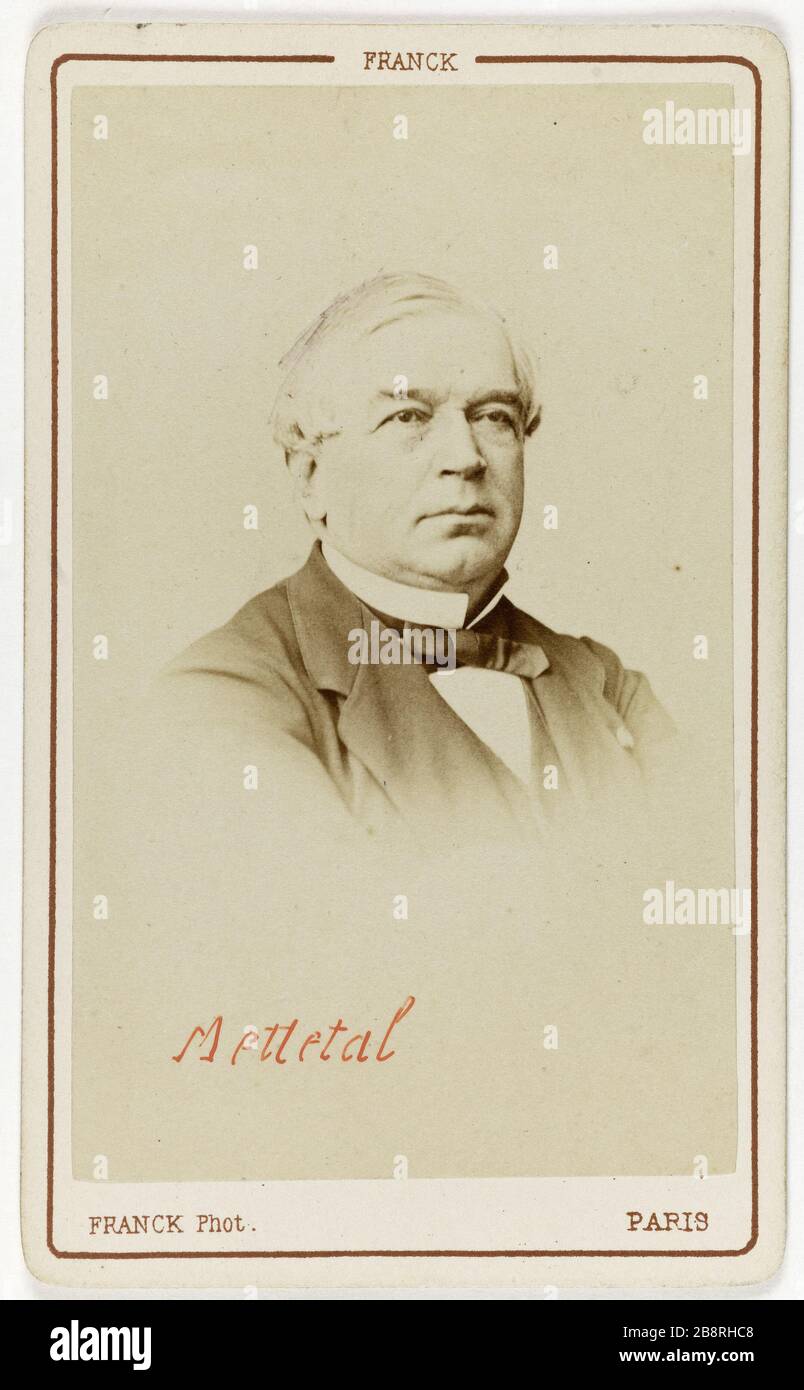 Ritratto di Mettetal, politico. François Marie-Louis-Alexandre Gobinet de Villechole, dit Franck (1816-1906). Portrait de Mettetal, homme politique. Carte de visite (recto). Tirage sur papier albuminé. 1860-1890. Parigi, musée Carnavalet. Foto Stock
