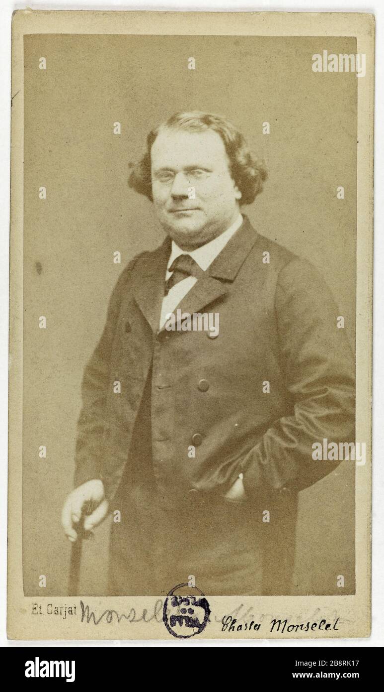 Ritratto di Carlo Monselet (1825-1888), scrittore e gastronomo. Ritratto di Carlo Monselet (1825-1888), lettérateur et gastronome. Carte de visite (recto). Tirage sur papier albuminé. 1860-1890. Photographie de Carjat & Cie Paris, musée Carnavalet. Foto Stock