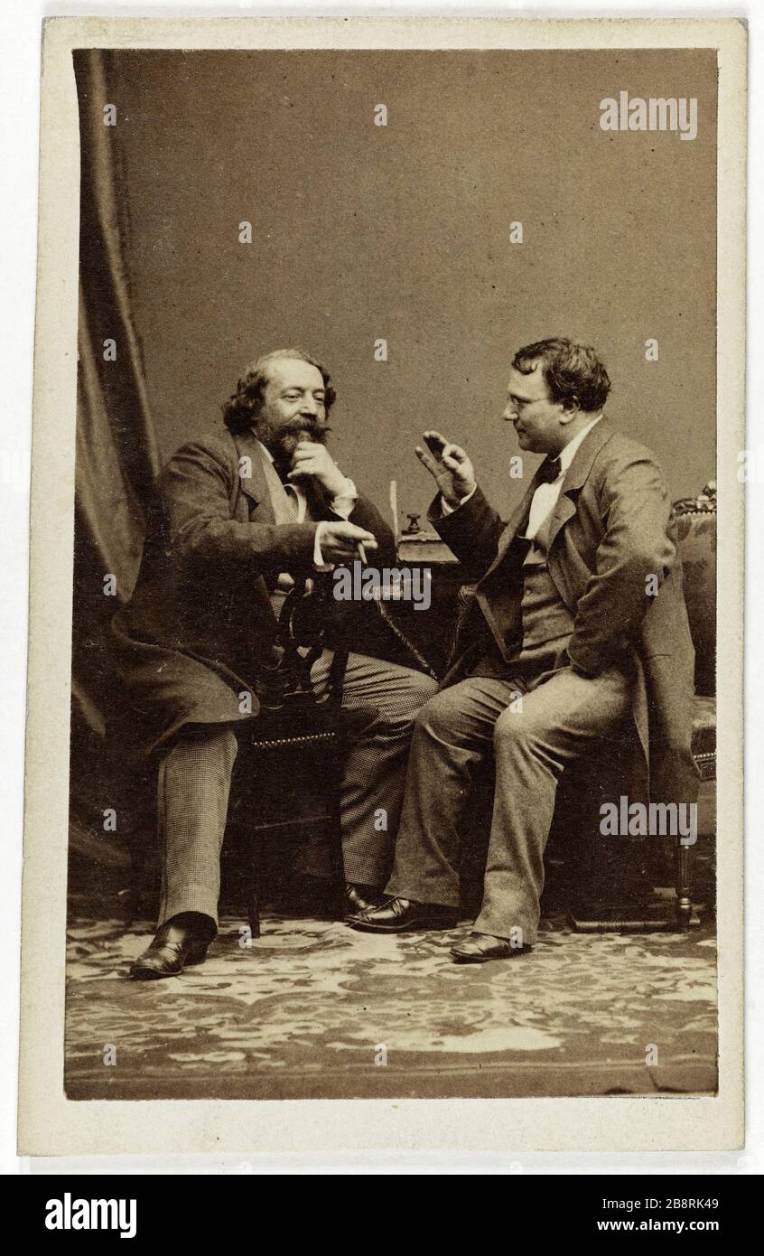 Ritratto di Charles Monselet (1825-1888), scrittore e gastronome, con Roger de Beauvoir. Ritratto de Charles Monselet (1825-1888), lettérateur et gastronome, avec Roger de Beauvoir. Carte de visite (recto). Tirage sur papier albuminé. 1860-1890. Photographie de Dideri & Cie Paris, musée Carnavalet. Foto Stock