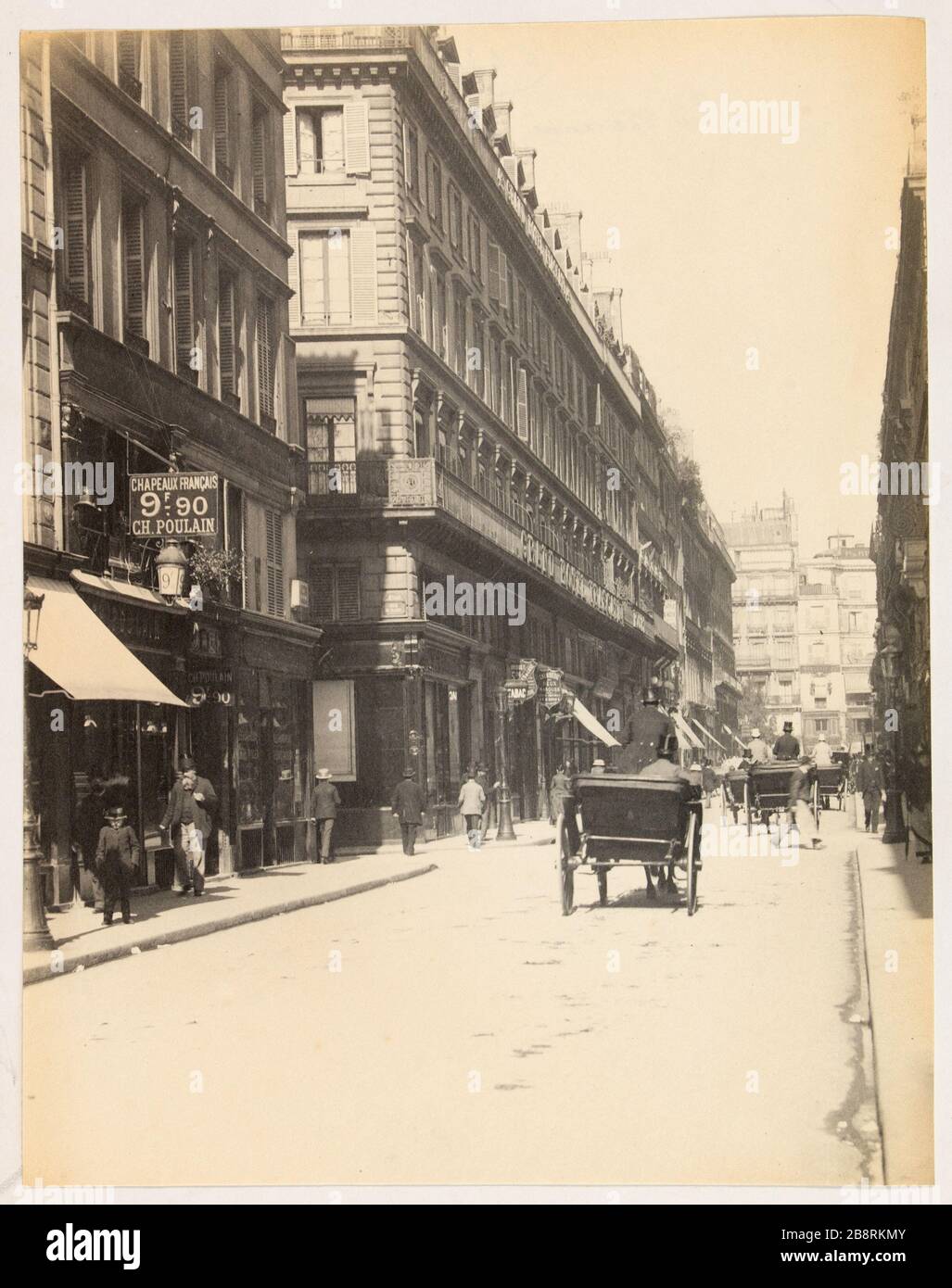 Rue Vivienne, un taxi sul 1 ° piano. Auto cavallo, rue Vivienne, 2 ° distretto, Parigi 'Voiture à cheval, rue Vivienne, Parigi (IIème arr.)'. Photographie d'Hippolyte Blancard (1843-1924), vers 1890. Parigi, musée Carnavalet. Foto Stock