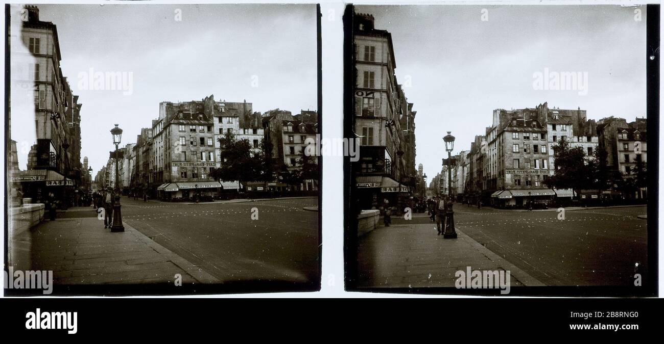 PICCOLO PONTE E MOLO, 5 ° DISTRETTO Petit Pont et quai, 5ème arrondissement. 1926-1936. Anonima fotographie. Parigi, musée Carnavalet. Foto Stock