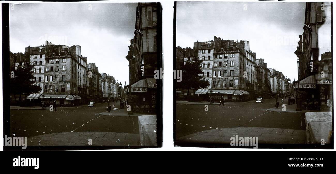 A PICCOLO PONTE (CAFE), 5 ° DISTRETTO Vers le Petit Pont (café), 5ème arrondissement. 1926-1936. Anonima fotographie. Parigi, musée Carnavalet. Foto Stock