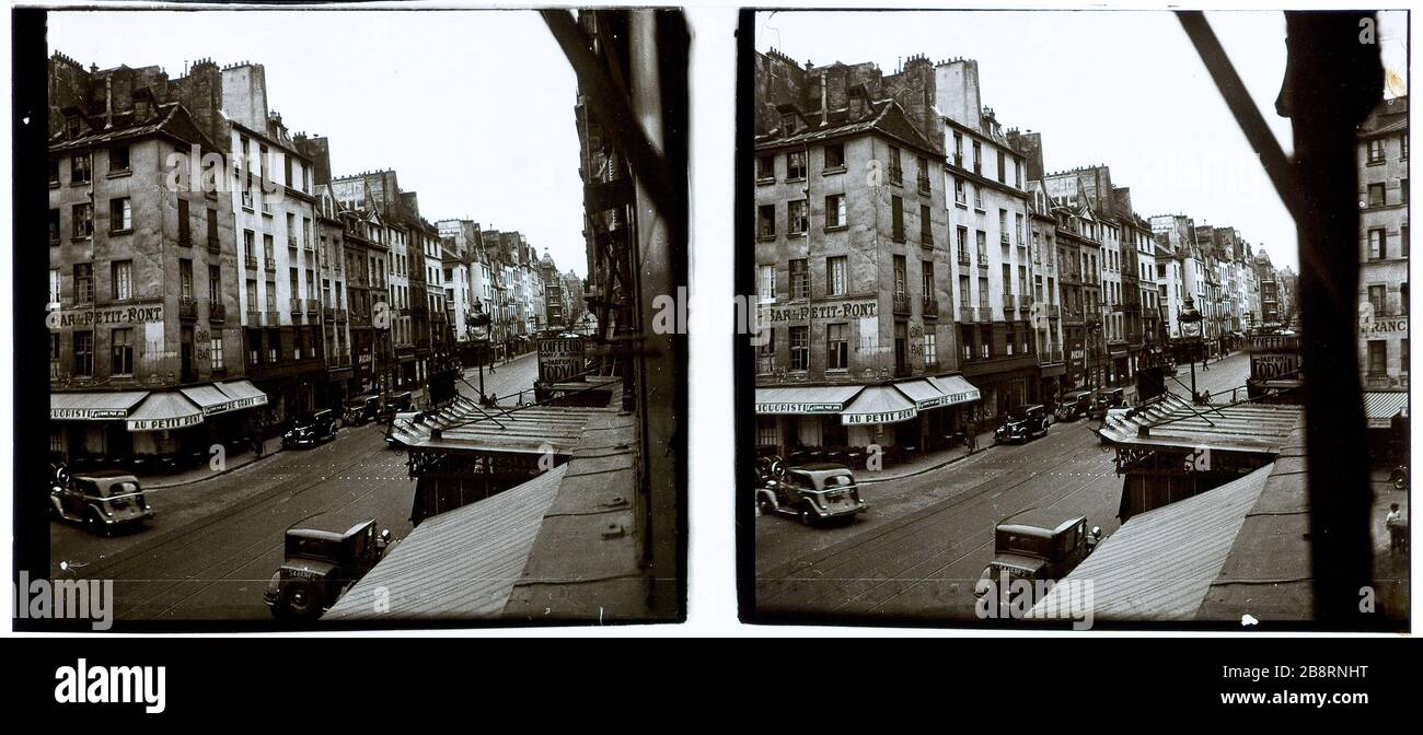 A PICCOLO PONTE (CAFE), 5 ° DISTRETTO Vers le Petit Pont (café), 5ème arrondissement. 1926-1936. Anonima fotographie. Parigi, musée Carnavalet. Foto Stock