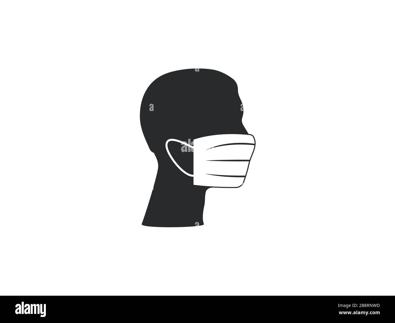 Uomo, icona maschera medica. Illustrazione vettoriale, design piatto. Illustrazione Vettoriale