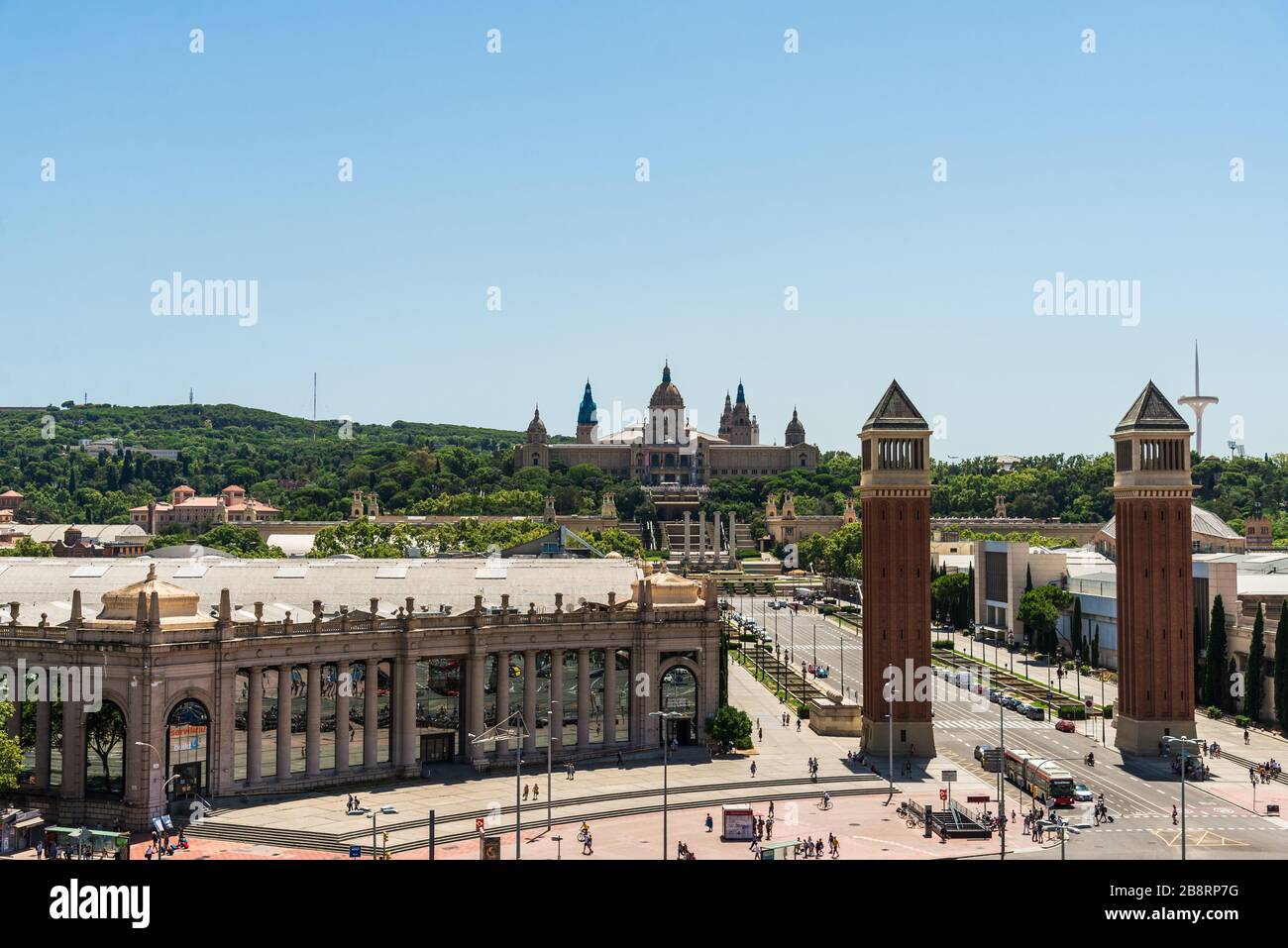 Barcellona, Spagna - 5 agosto 2019: Vista panoramica di Placa Espanya a Barcellona Foto Stock