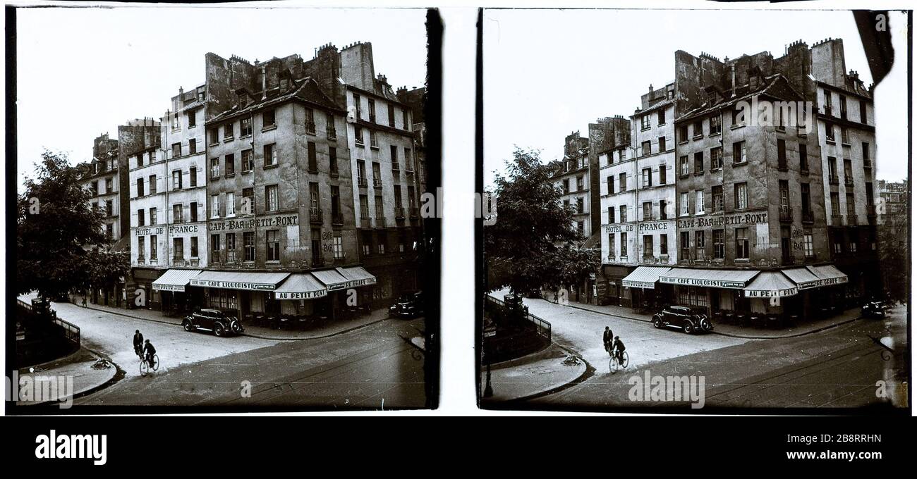 LITTLE GREEN BRIDGE (CAFE), 5 ° DISTRETTO Vert le Petit Pont (café), 5ème arrondissement. 1926-1936. Anonima fotographie. Parigi, musée Carnavalet. Foto Stock