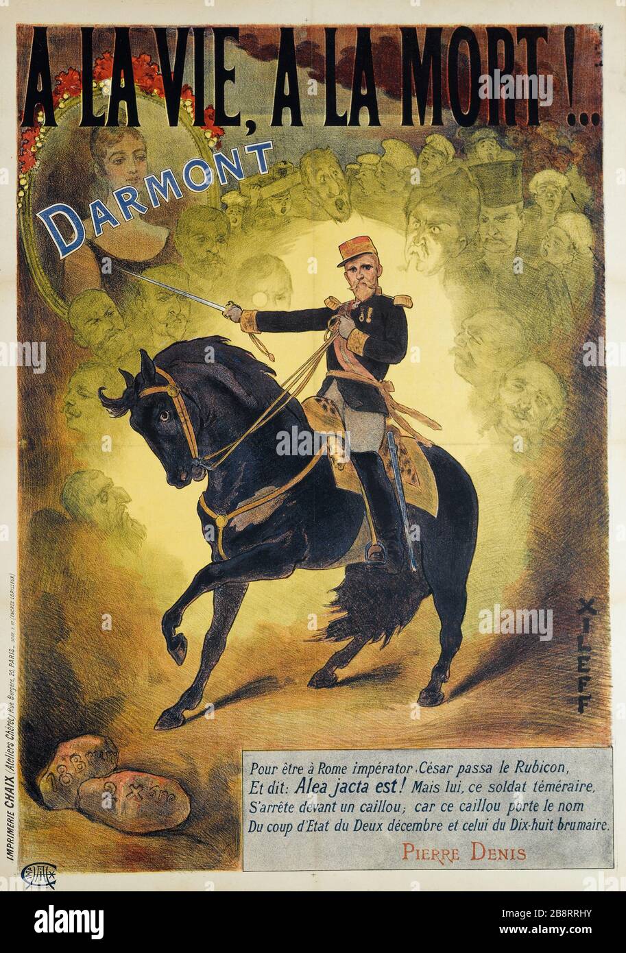 VITA, MORTE! ... DARMONT Xileff. Imprimerie Chaix. A la vie, A la Mort !...Darmont. Affiche. Lithographie couleur, vers 1890. Parigi, musée Carnavalet. Foto Stock VITA, MORTE! ... DARMONT Xileff. Imprimerie Chaix. A la vie, A la Mort !...Darmont. Affiche. Lithographie couleur, vers 1890. Parigi, musée Carnavalet. Foto Stock