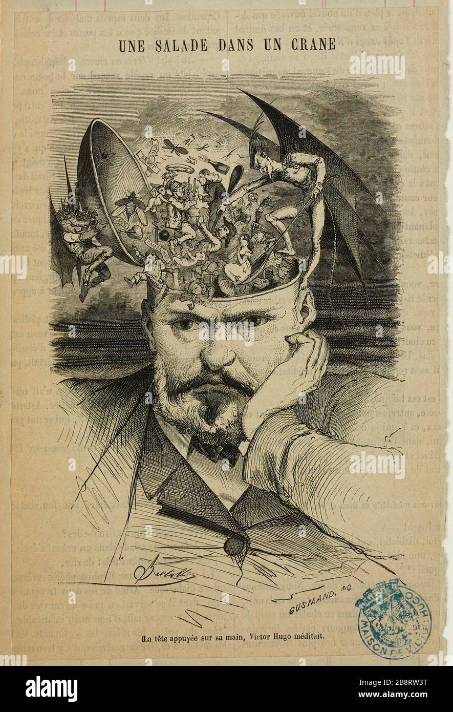 Un'insalata in un cranio Foto Stock