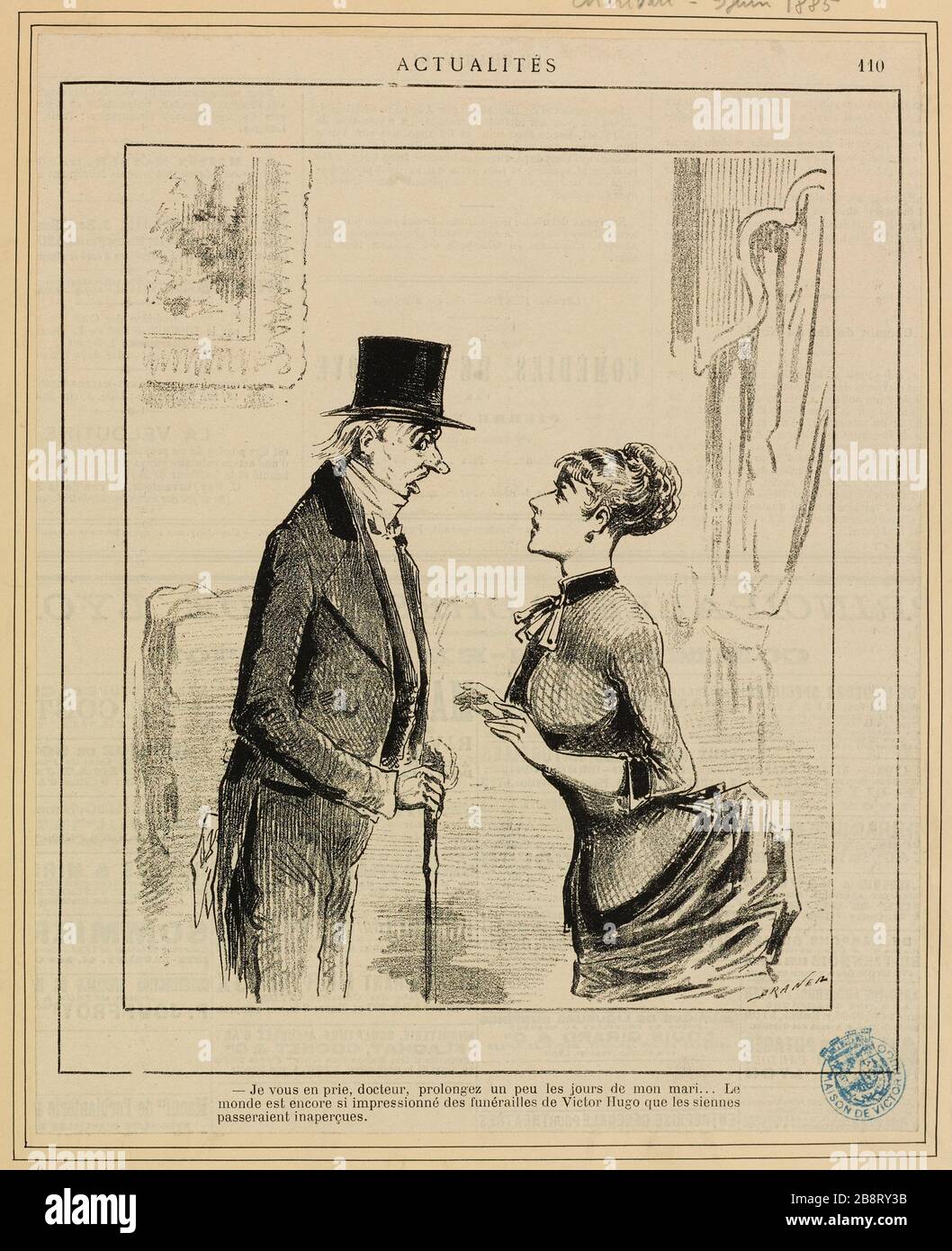 -ti prego, dottore, allunga un giorno mio marito ... Il mondo è ancora così impressionato il funerale di Victor Hugo come il suo passare inosservato. Foto Stock