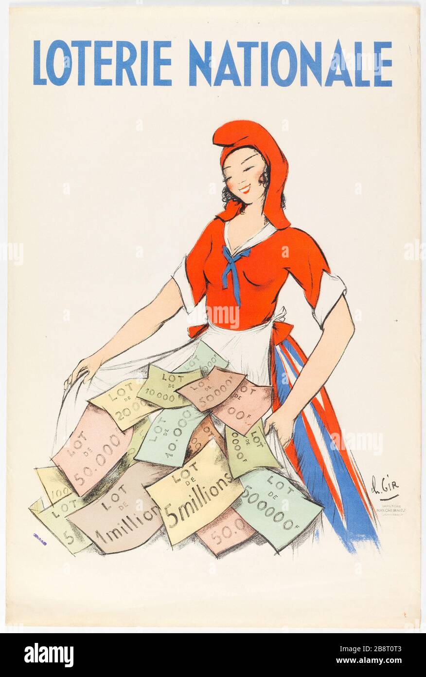 LOTTERIA NAZIONALE Gir, Charles. "LOTERIE NATIONALE". Lithographie couleur. En1936-1936. Parigi, musée Carnavalet. Foto Stock