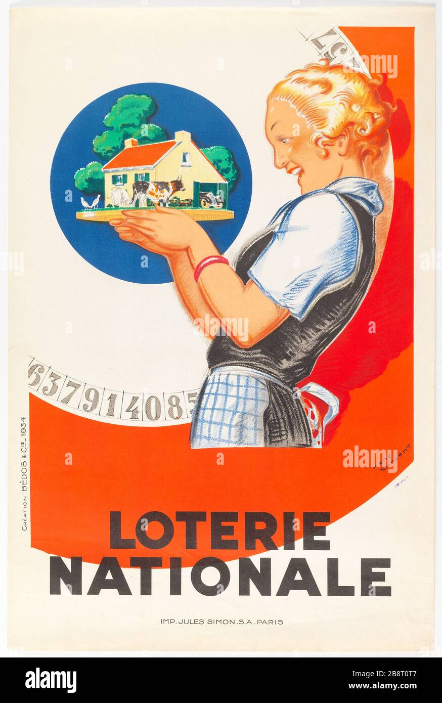 LOTTERIA NAZIONALE Vincent, René (dit Maël René). "LOTERIE NATIONALE". Lithographie couleur. En1934-1934. Parigi, musée Carnavalet. Foto Stock